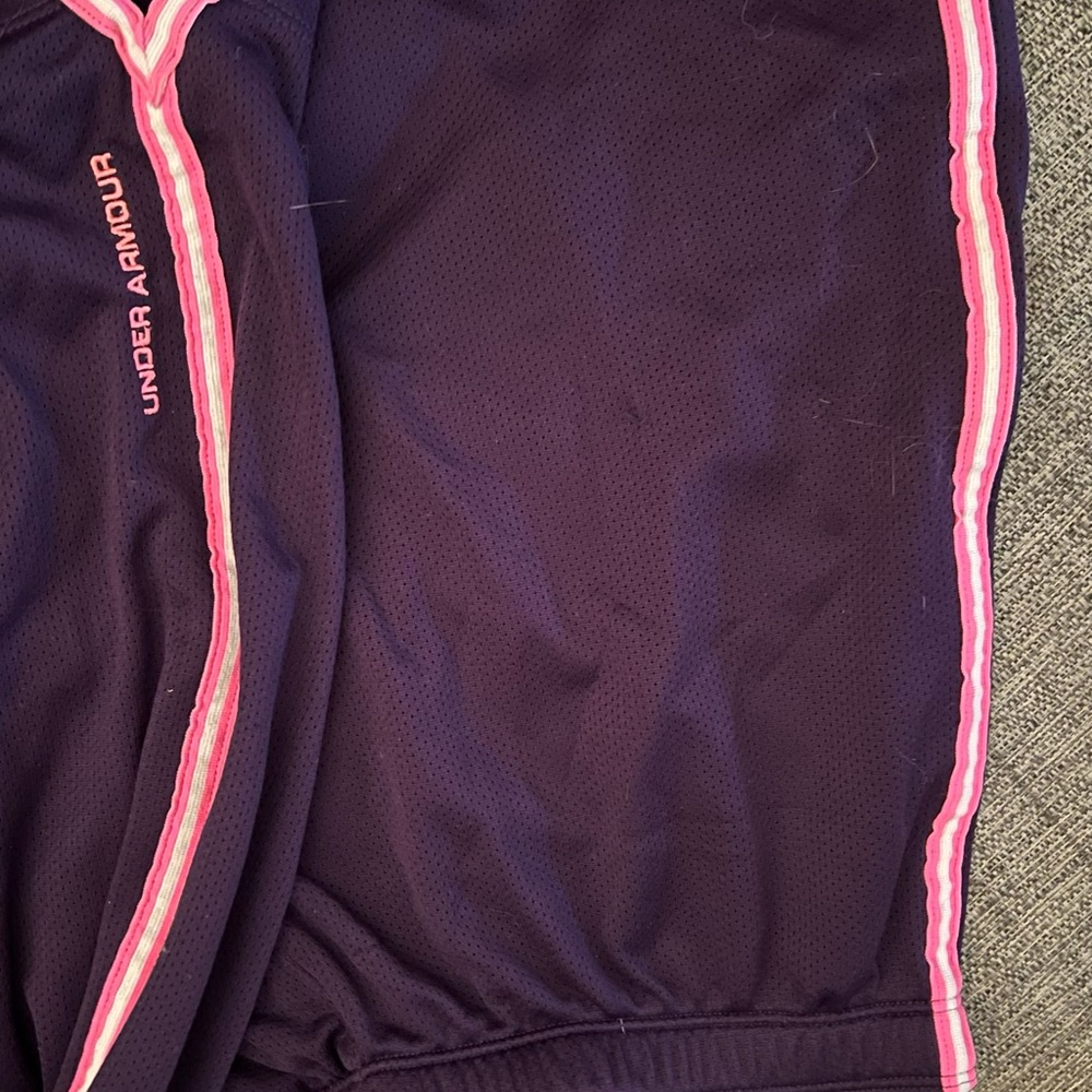 Pink and purple under armor gym shorts